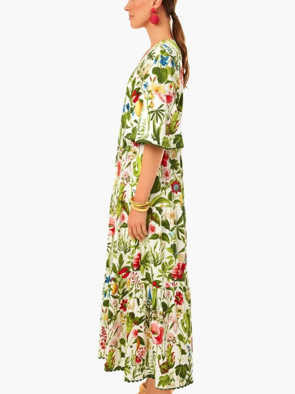 Tuckernuck Blooming Botanicals V-Neck Floral Maxi Dress Size L - Picture 2 of 11